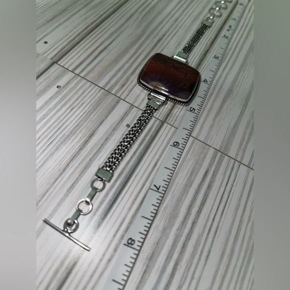 Agate gem handmade bracelet, Toggle clasp - Picture 10 of 14